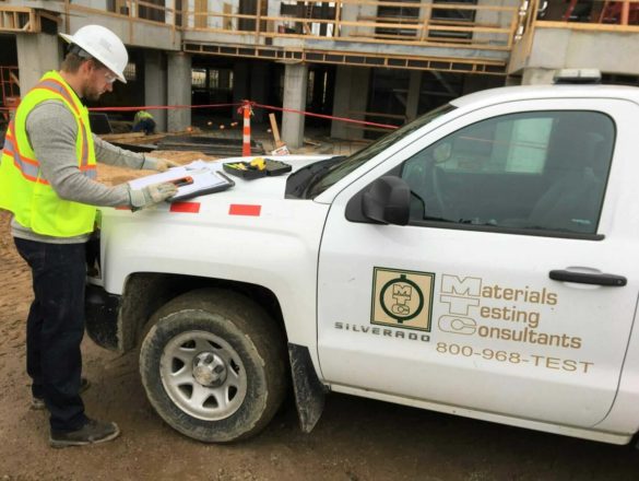 Electronic data gathering at a jobsite for construction materials testing.