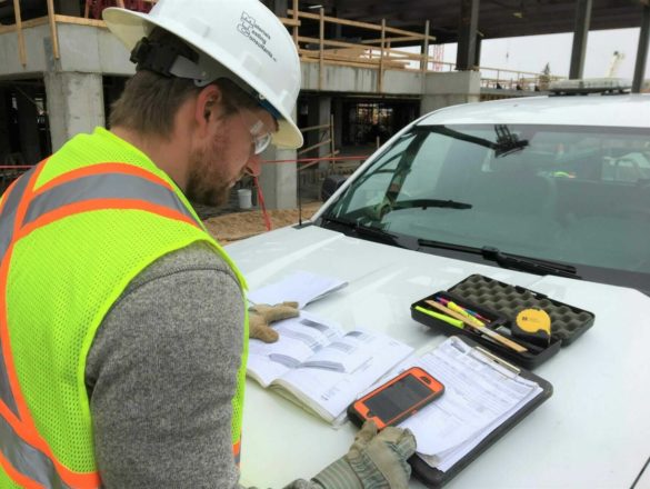 Gathering data electronically at a jobsite for construction materials testing.
