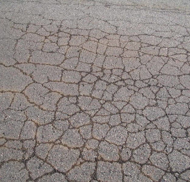 Asphalt pavement that failed due to improper subgrade.